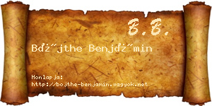 Bőjthe Benjámin névjegykártya